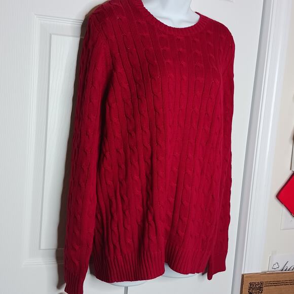 Jeanne Pierre Carmine Red Cotton Textured Sweater NWT Sz XL - Picture 4 of 10